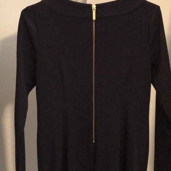 EUC MICHAEL KORS LONG SLEEVE DRESS GOLD CLIPS & EXPOSED BACK ZIP FRONT POCKETS - Picture 7 of 10